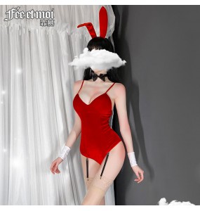 FEE ET MOI Sexy Bunny Girl Costume With Stocking (Red)